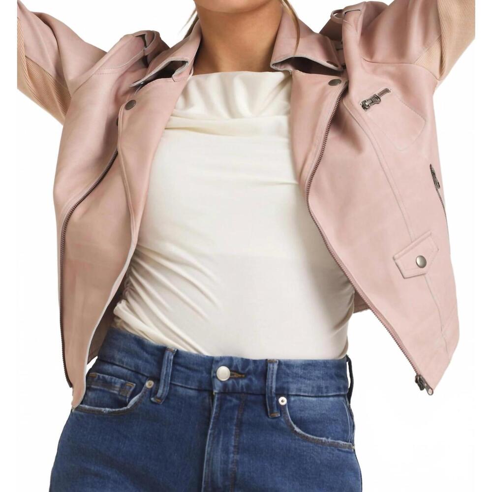 NEW JAKETT piper patina leather jacket in pink - Picture 4 of 4